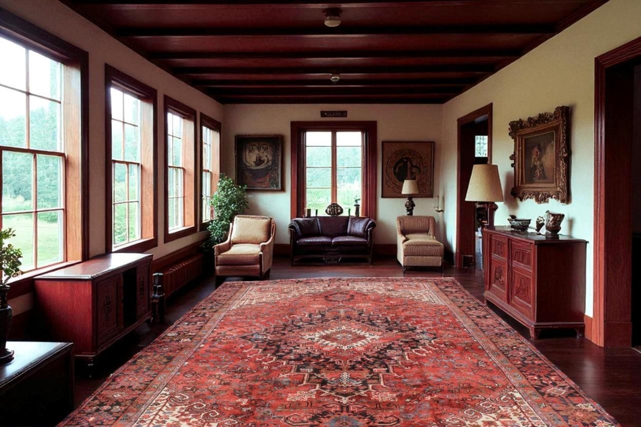 Vintage Semi Antique Caucasian Heris 8’9 x 11’7 Handmade Wool Area Rug 9 x 12