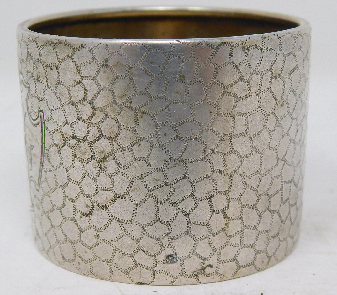 Germany 800 Solid Silver Napkin Ring MS / SM Mono 1.75″ Diam x 1-3/8″ Tall 18 Gr