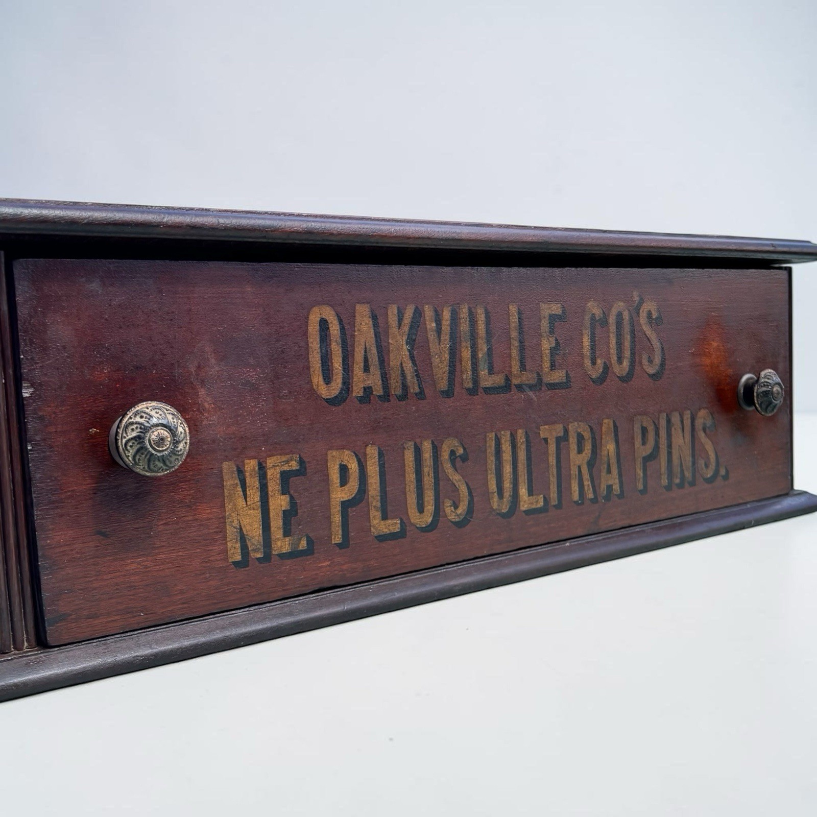 Antique Oakville Ultra Pins Sewing Spool Cabinet Mercantile Store Display Case