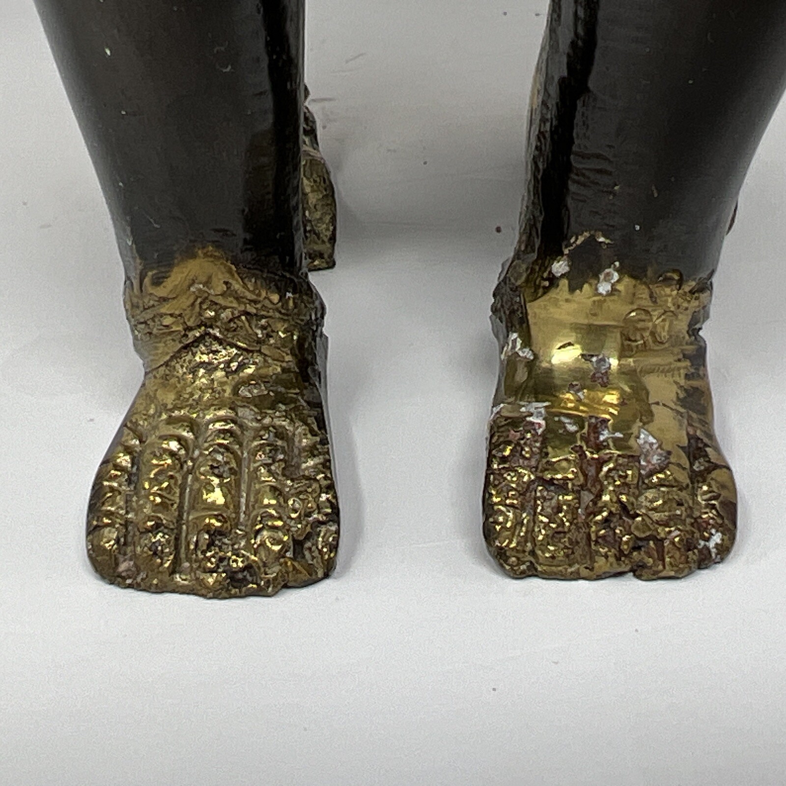 Antique Solid Bronze Khmer Statues. Temple Guardian Lion/Dogs known as ‘Singha’.