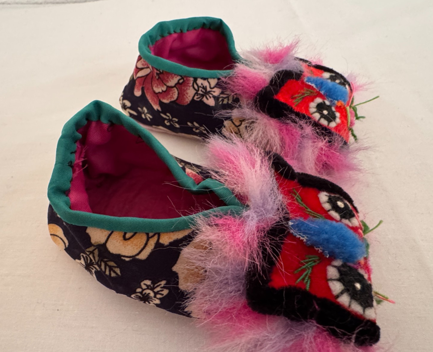 Vintage Authentic Chinese Baby Tiger Head Shoes Handmade from China Early 2000s