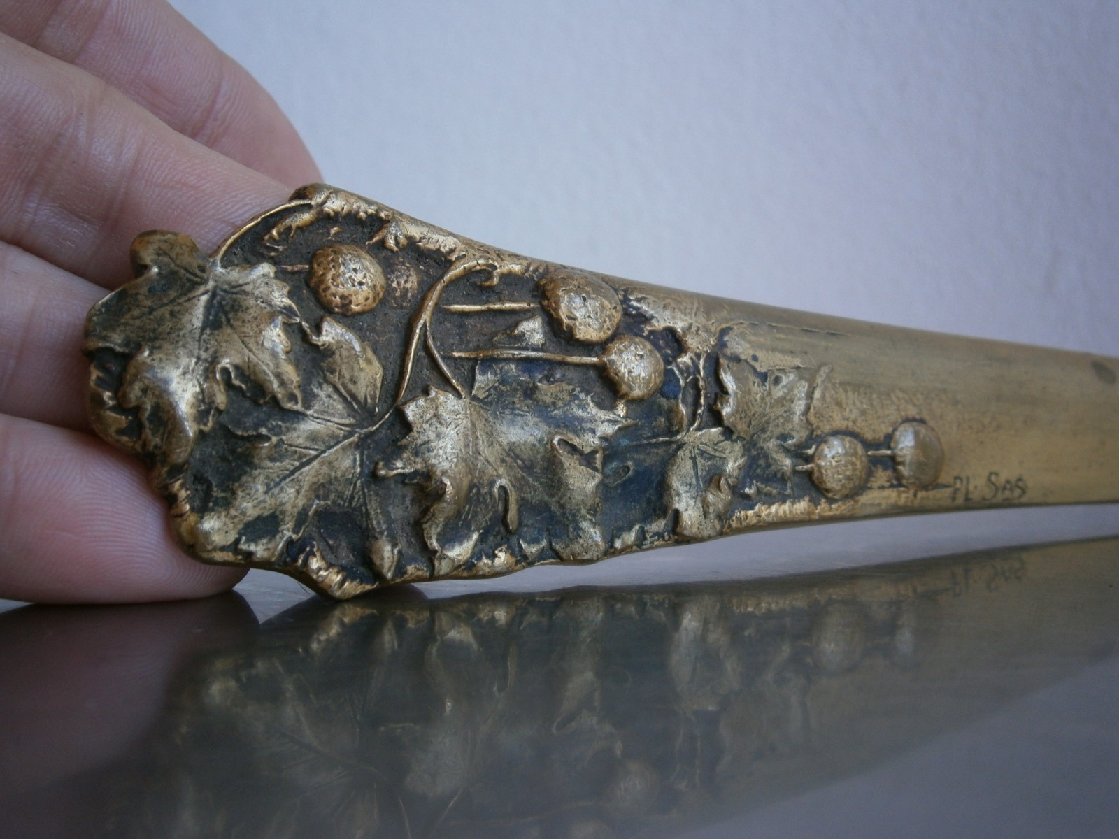 Letter Opener 1900-20 Gold-Plated Bronze SAS Decor Floral Art Nouveau