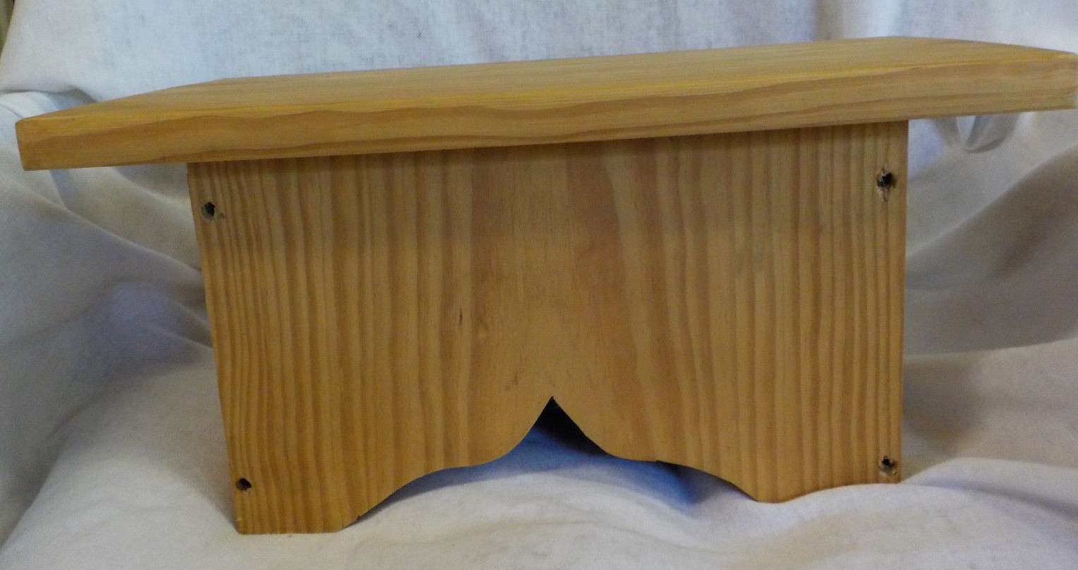 Vintage Hand Crafted Wooden Step Stool 1980’s 7.5″ Tall 15.25″ Wide Depth 9.5″