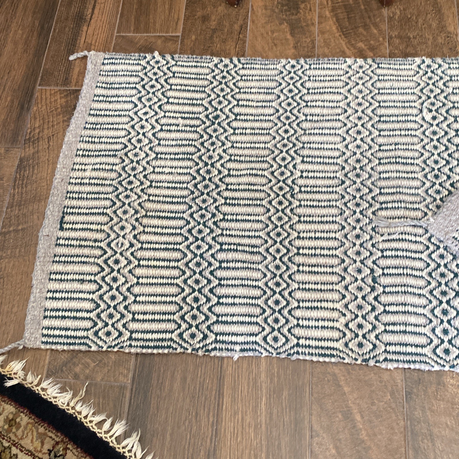 Vintage Soft Wool Handmade Braided Rectangle Rug 64”x30”