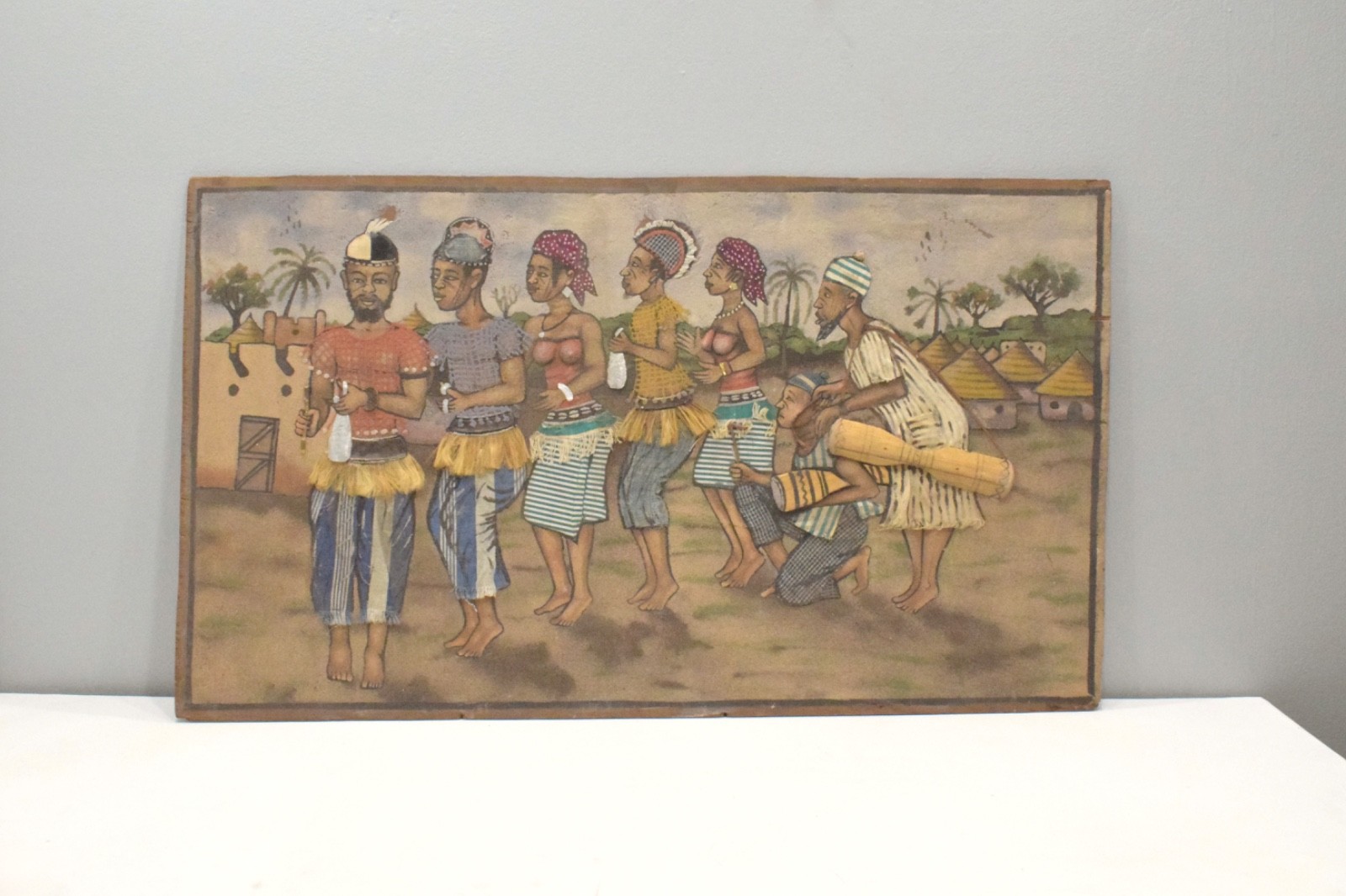 African Zulu Tribe Sand Painting Dancing Drumming Village Festival Scene