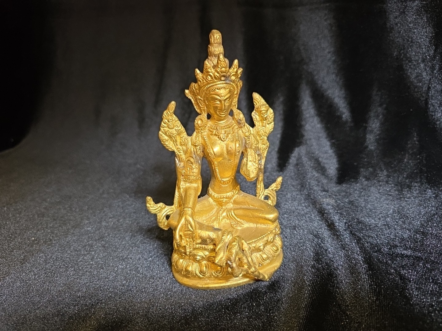 Antique Tibetan Green Tara – Heavy Patinated Brass (6.3″)