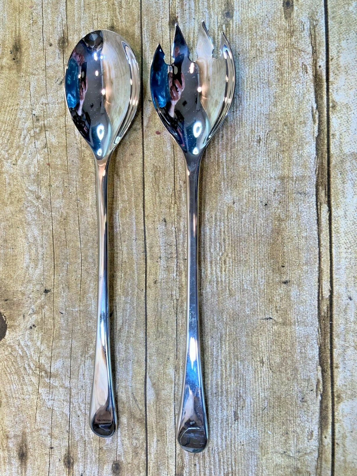 SILVER PLATED TONG SET SPOON & FORK 9 3/8″ X 2″ ⭐️VINTAGE⭐️