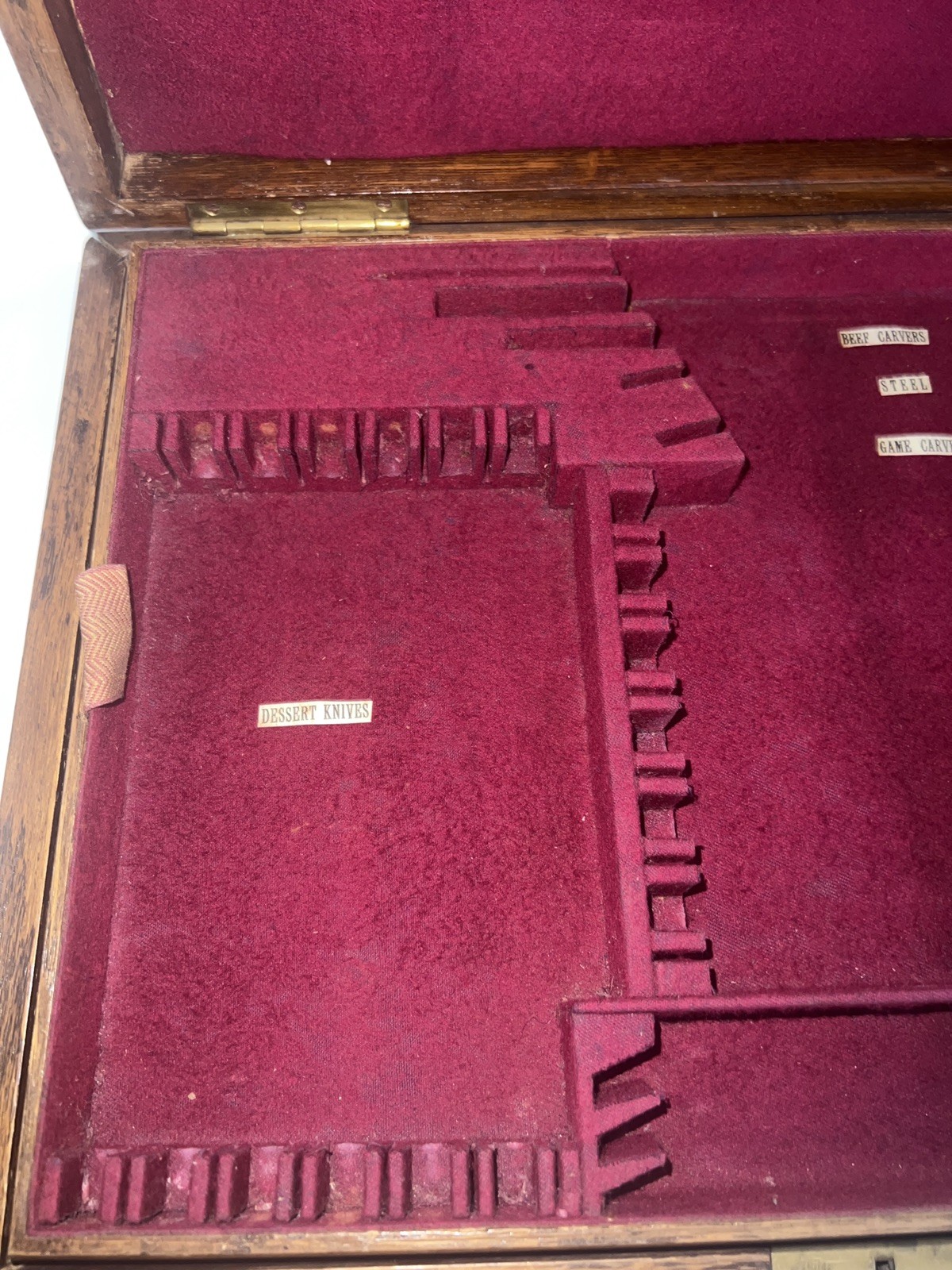Vintage Empty Two Tier Wooden Oak Canteen Cutlery Box With Campaign Handles
