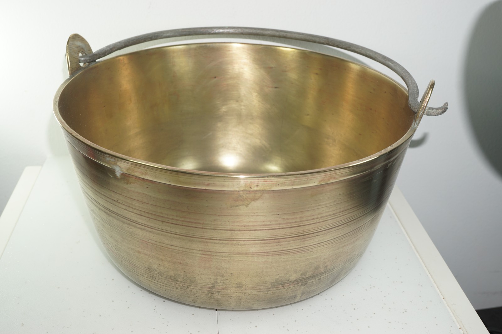Antique English Heavy Brass Preserving Jam Cooking Pan Pot Cauldron 24cm 2.5 kg