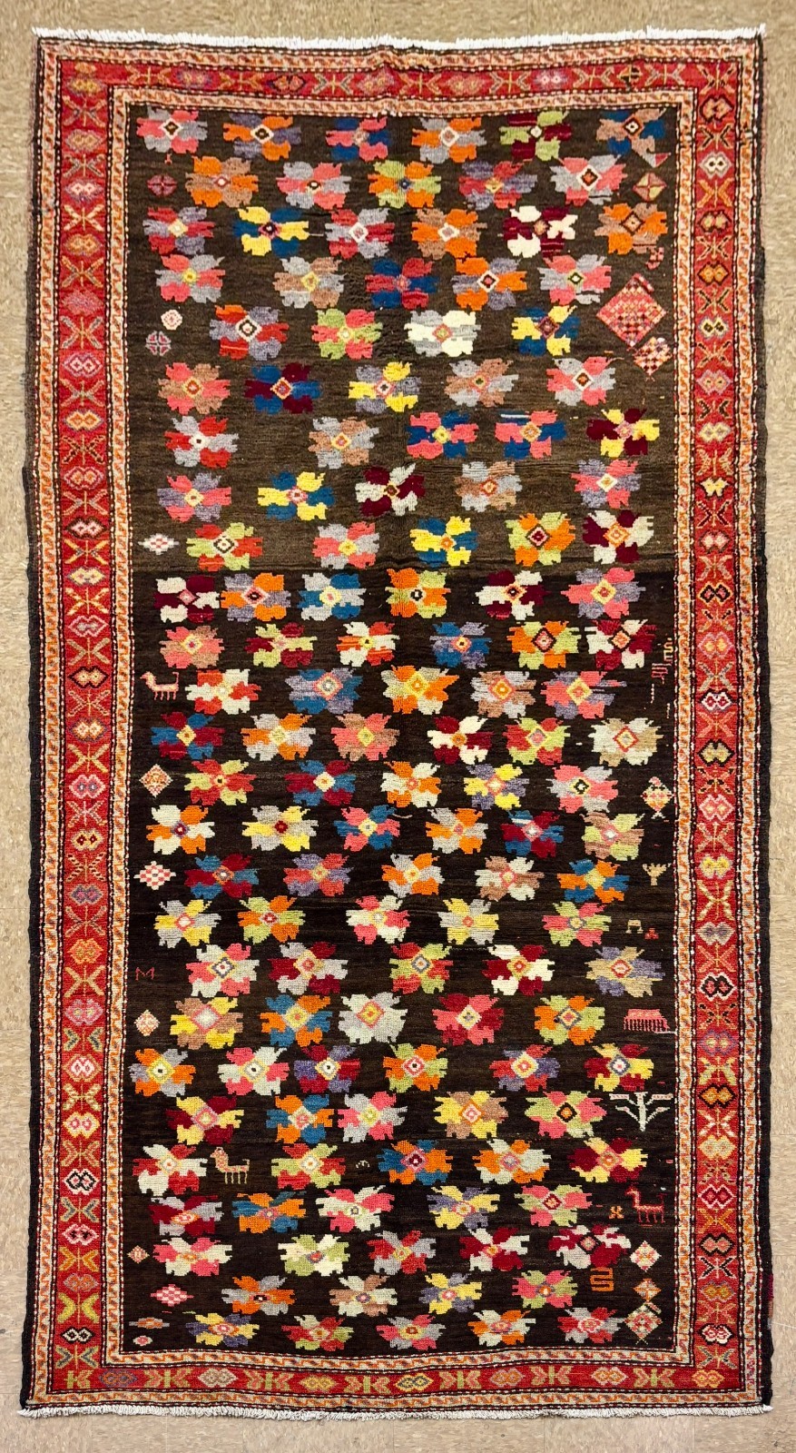 Hand Knotted Wool Karabagh Runner Rug 5×11 Black Tribal Caucasian Area Oriental