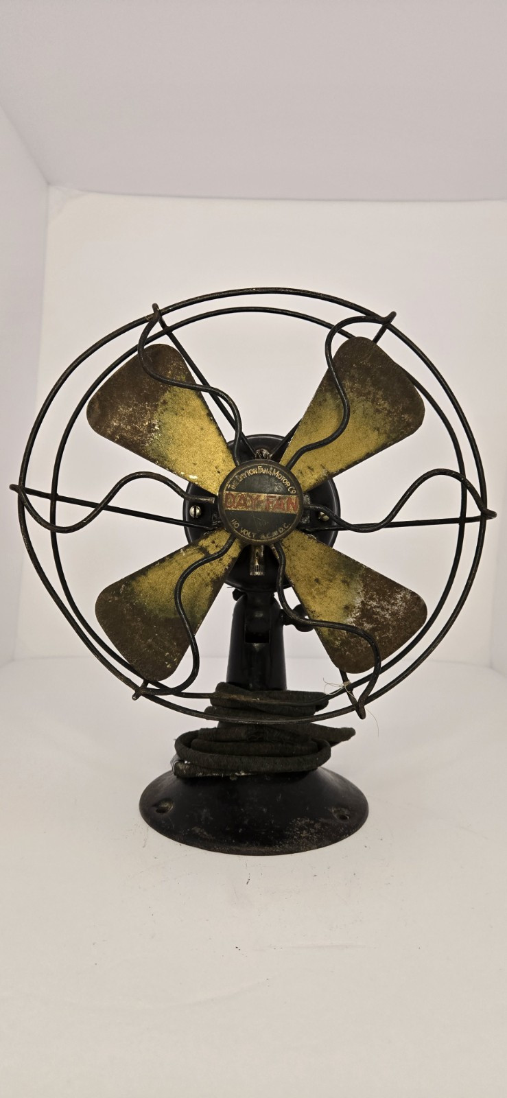 Antique 1920’s Dayton Day-Fan Elextric 4 Brass Blades Steel Cage Untested