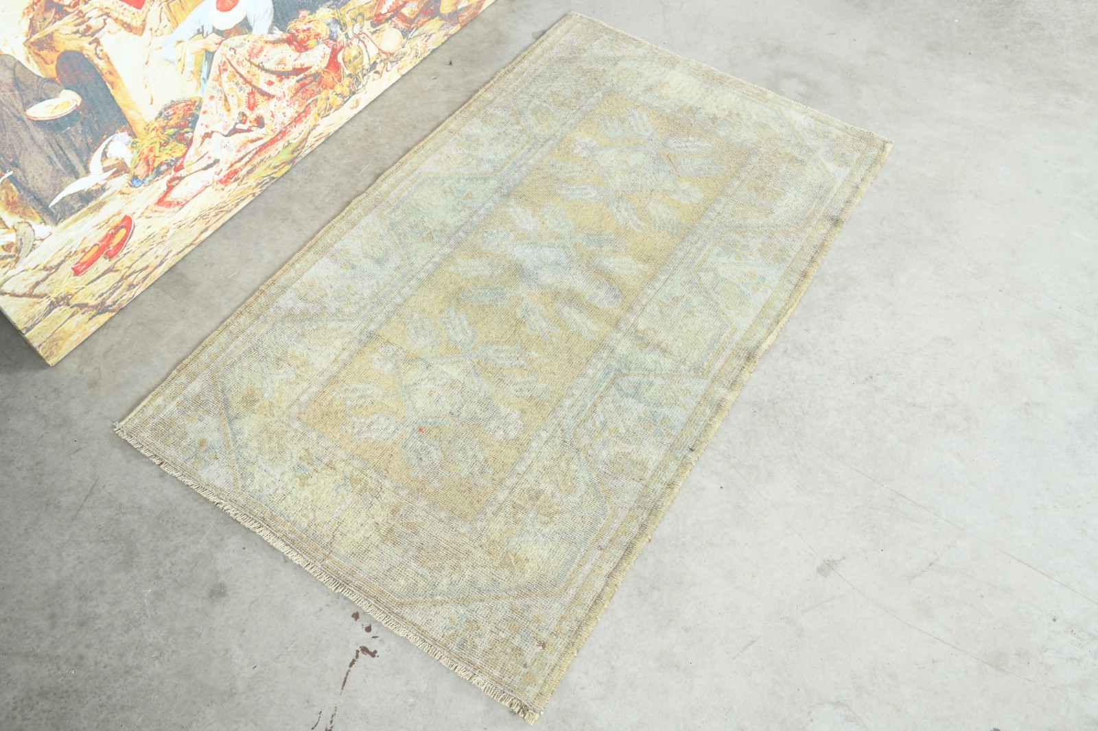 handmade vintage turkish rug 3×4 muted oriental oushak small rugs carpet 952