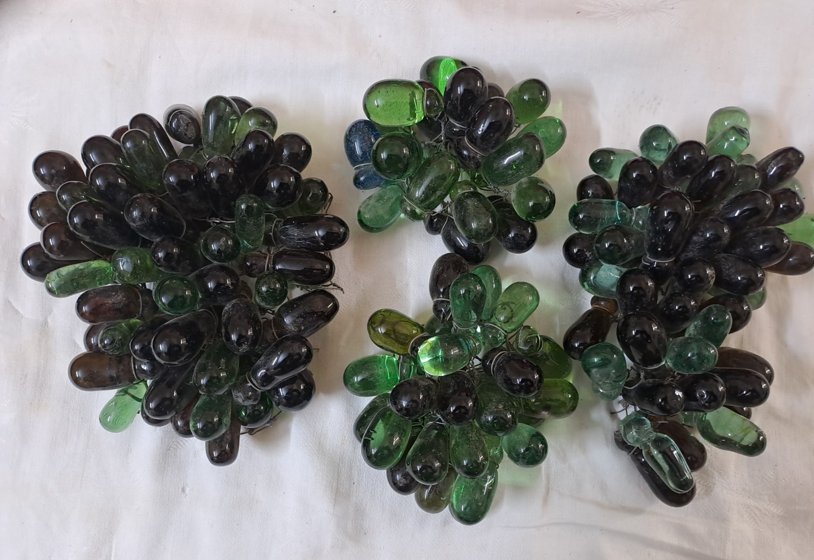 Vintage Blown Glass Grape Cluster 1.85 Kilo Chandelier Lamp Part Murano Style