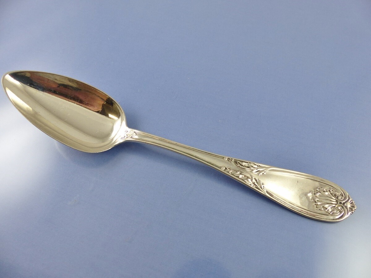 SCROLL PATTERN TABLE SERVING SPOON S D BROWER & SON Coin or 925 STERLING