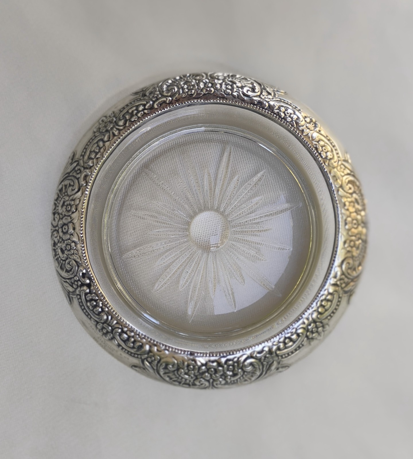 Frank M. Whiting & Co. Sterling Silver 925 & Glass Coaster or Ashtray