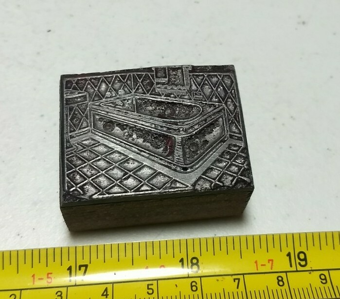 Vintage Letterpress Printing Block Bathtub Bathroom