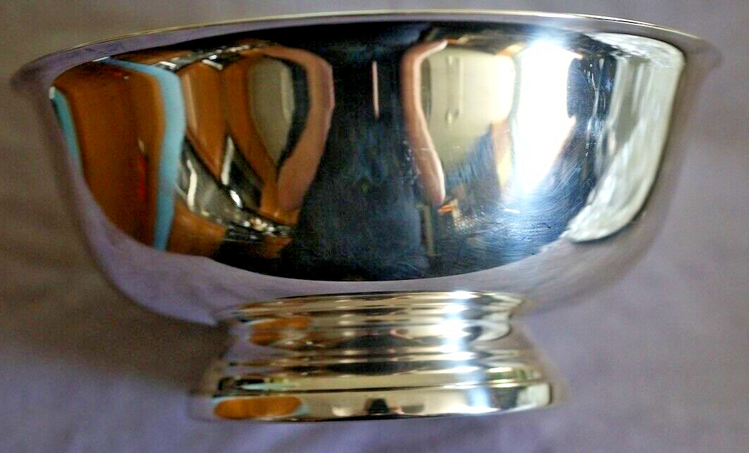 Gorham Silverplate Revere Style Footed Bowl # YC781 – 9″ Wide x 4 1/2″ Tall