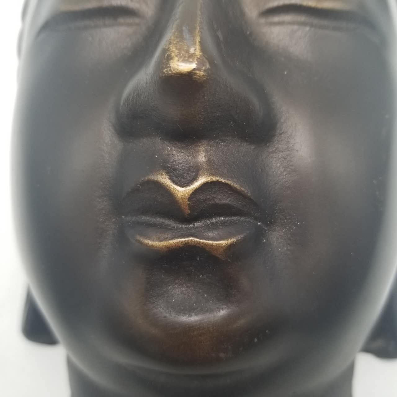 Vintage Japanese Iron Head of Kannon (Guan Yin) with Hanging Cord