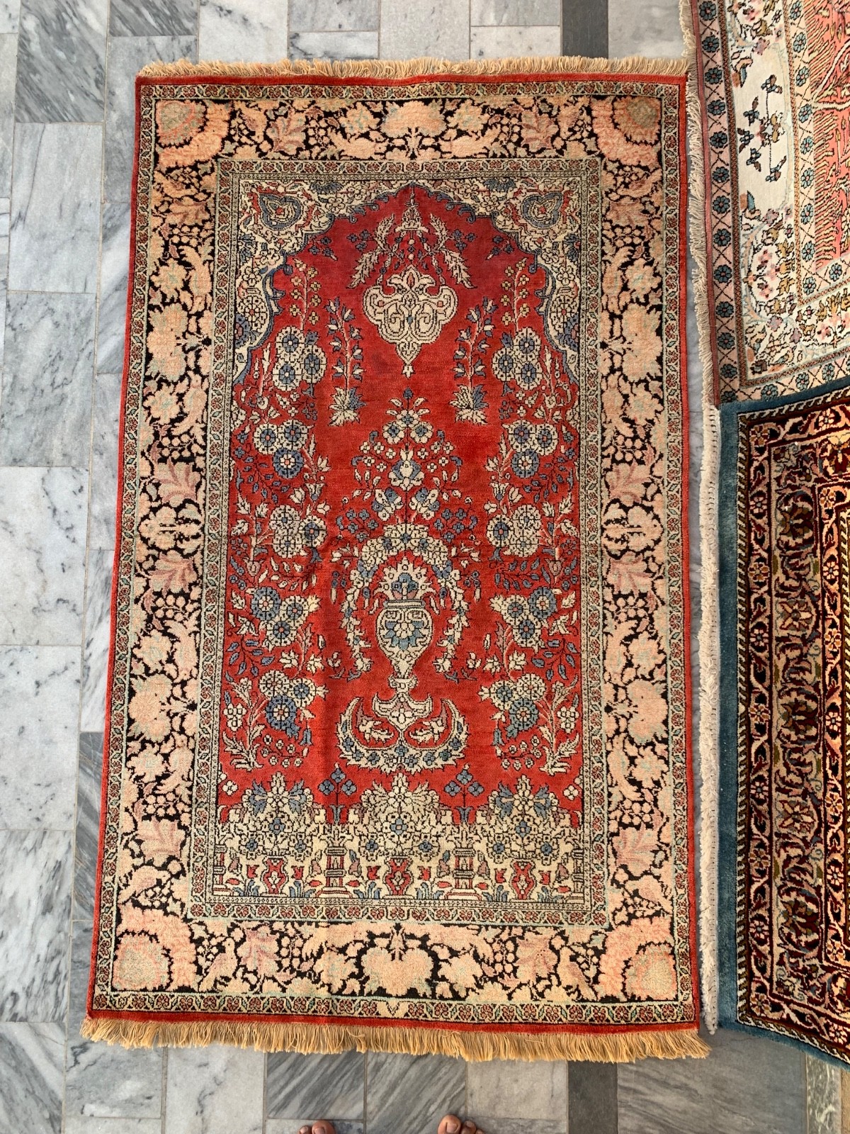 COLLECTORS PIECE Vintage Pure Natural Silk Turkish Tree of Life Pictorial Carpet