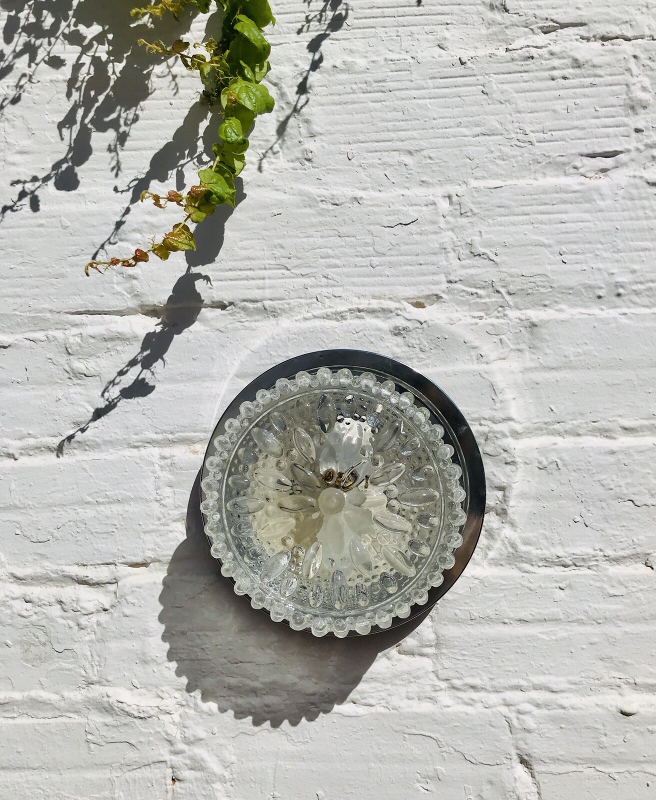 8.5″ ⌀ Antique Mid Century BUBBLE GLASS Chrome Flush Mount Ceiling Light Sconce