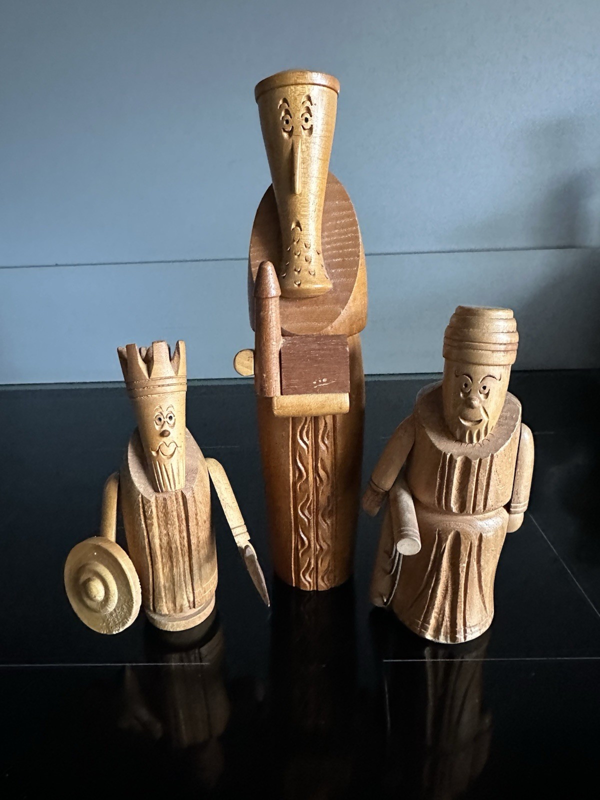3 x Vintage 1970s Irish Historical Wooden Figures Carved By Fergus O’ Farrell