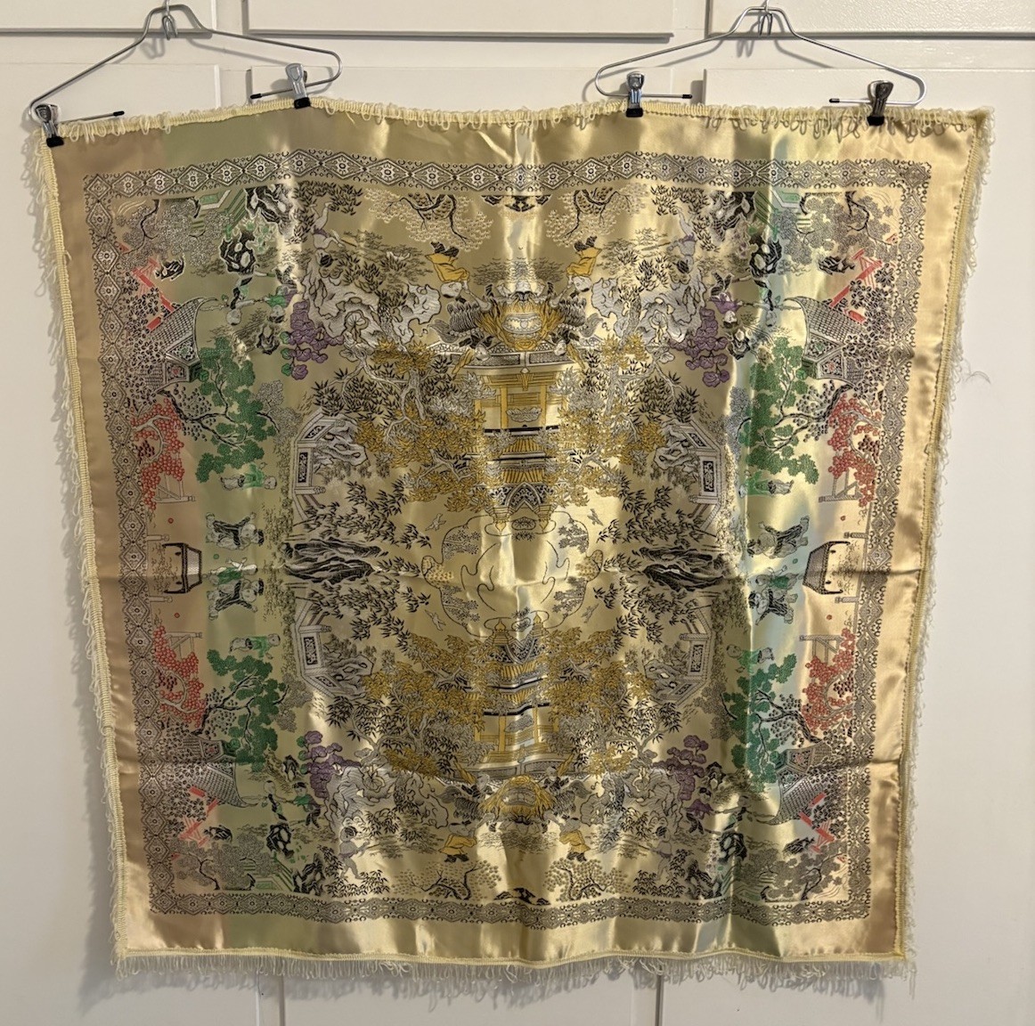 Vintage Chinese Silk Embroidery Altar Cloth Table Cover Wall Hanging Dragon
