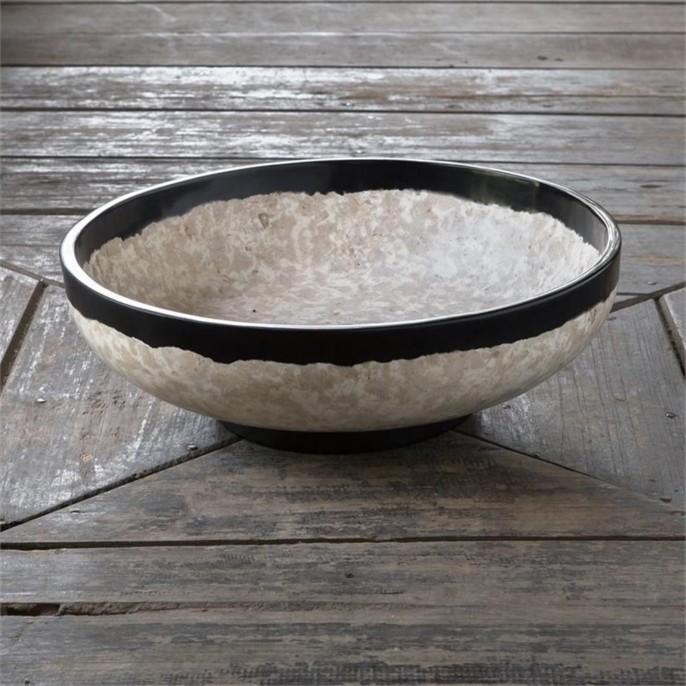 Bowery Hill Transitional Resin and Coral Terrazzo Bowl in Beige/Black