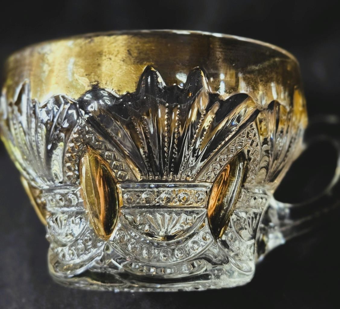 Heisey Prince of Wales Gold Flash Punch Cups EAPG Glass 7 available all signed