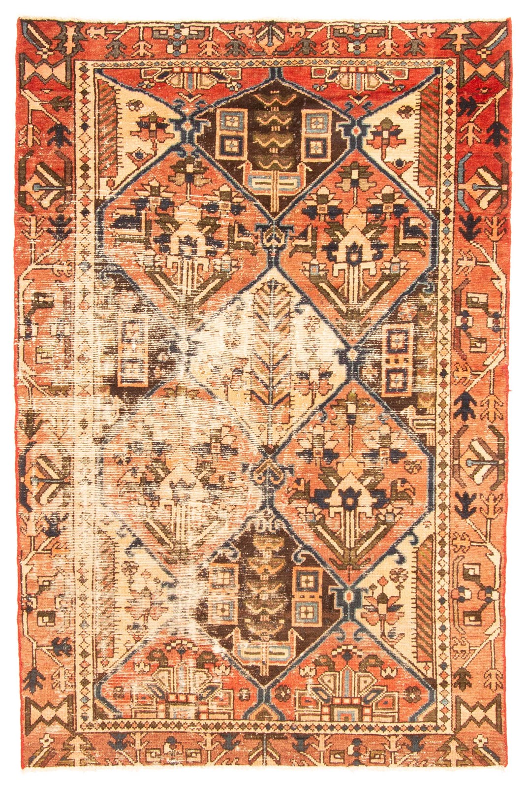 Vintage Hand-Knotted Area Rug 4’2″ x 6’4″ Traditional Wool Carpet
