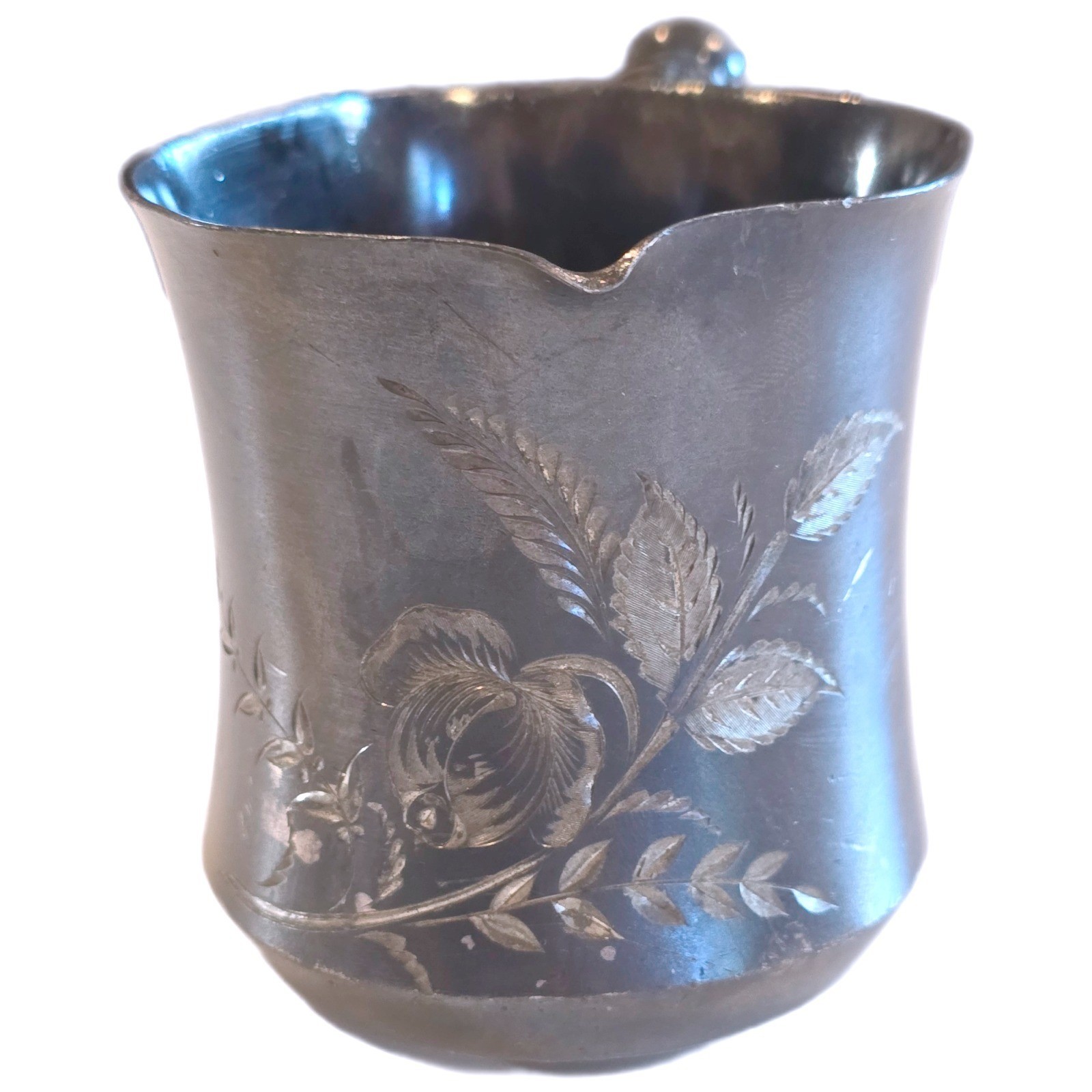 1892 Antique Barbour Silver Co #227 Quadruple Plate Silver Mug Victorian Etched