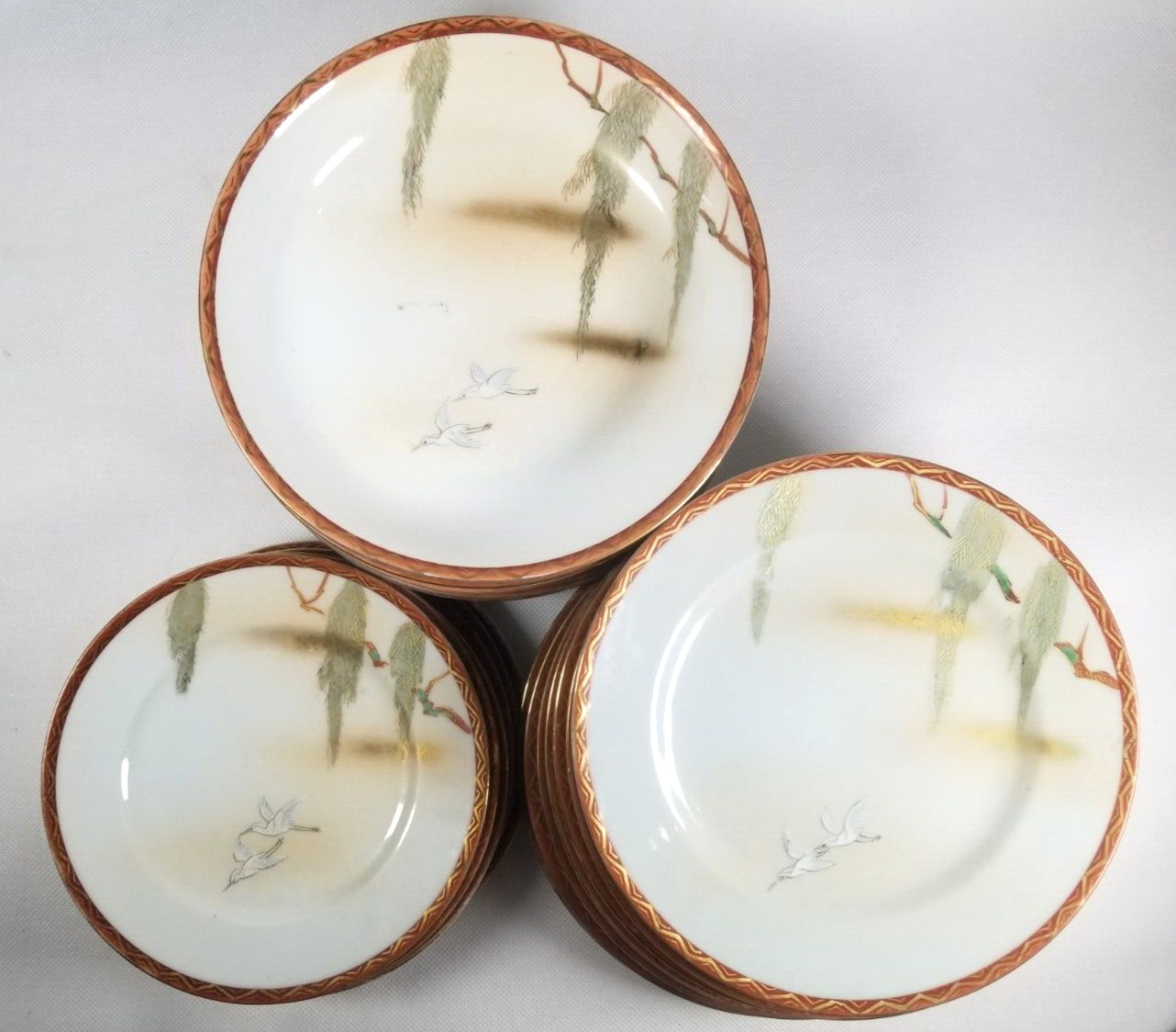 Lot 19 Japan Japanese Kutani Polychrome Porcelain Plates late Meiji era ca. 1910