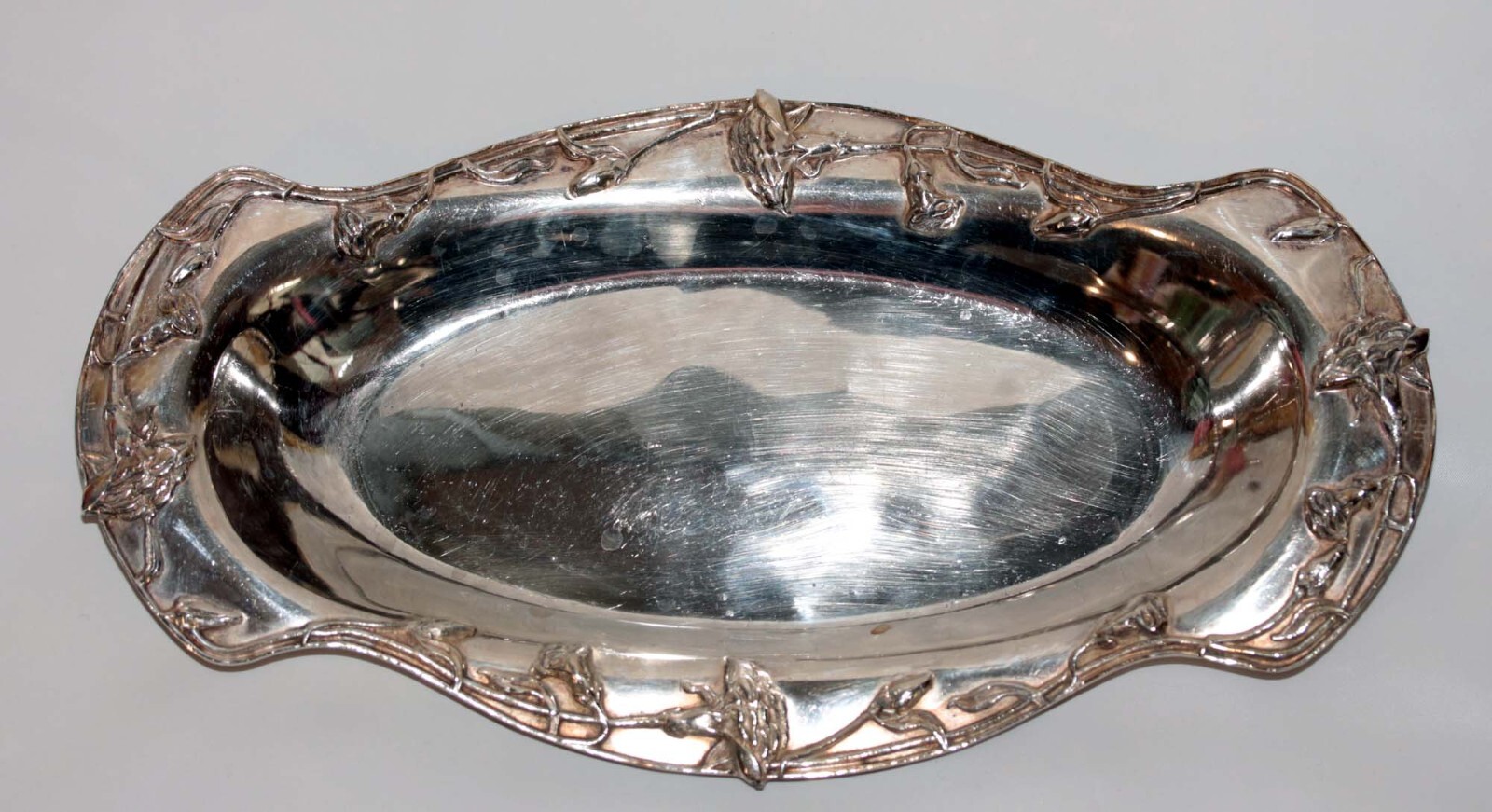 STUNNING FLOWER QUADRUPLE PLATE HARTFORD STERLING CO. SERVING DISH TRAY