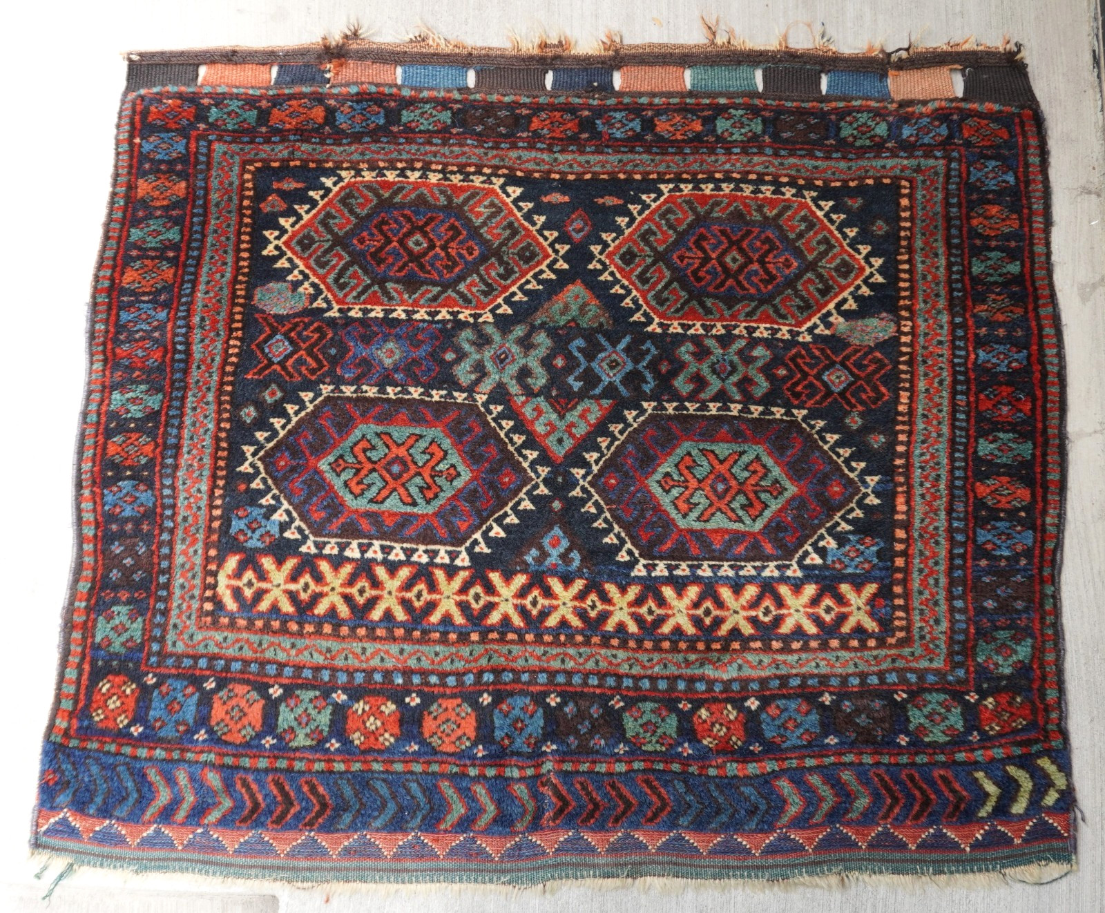 3′ x 3’6″ Rare Antique Kurdish Bag Face Hand Knotted 100% Wool Tribal Rug