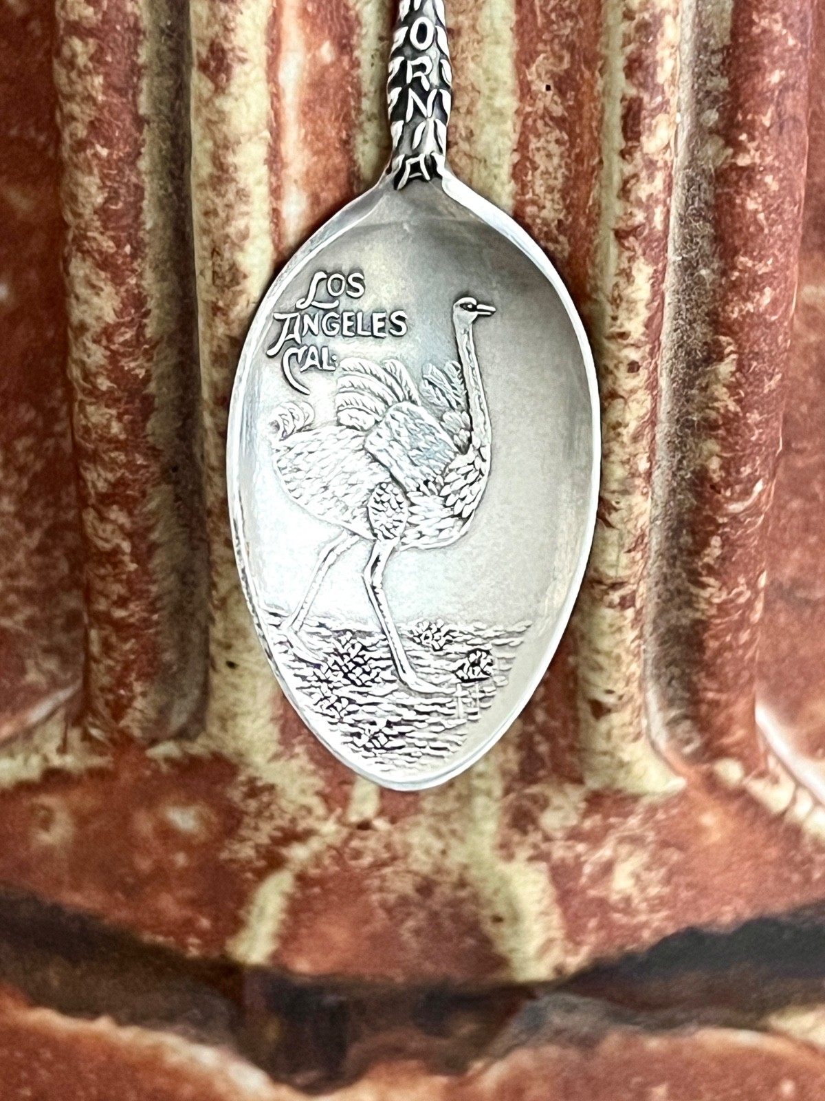 Joseph Mayer & Bros. Sterling Silver Demitasse Spoon (“Los Angeles”) Ostrich
