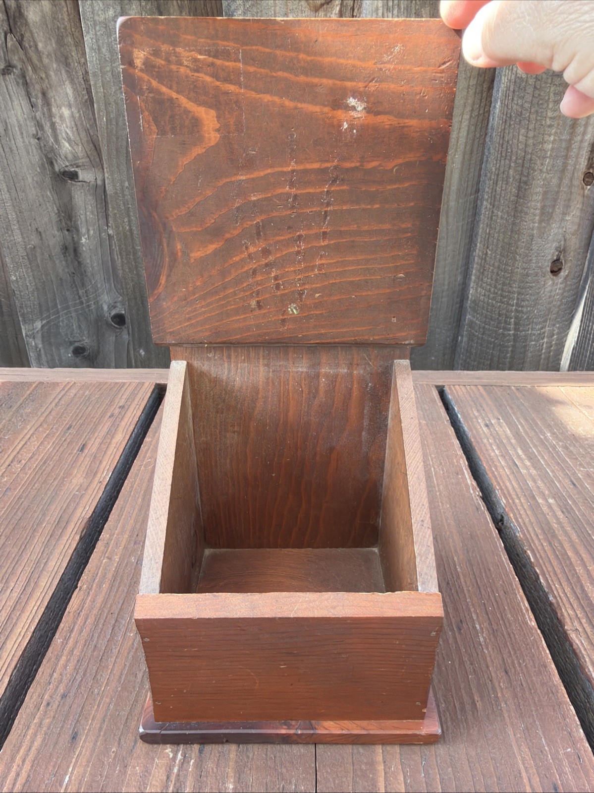 Antique Vintage Wooden Saltbox Americana 10.”25 H x 5”.5 D x 6” W