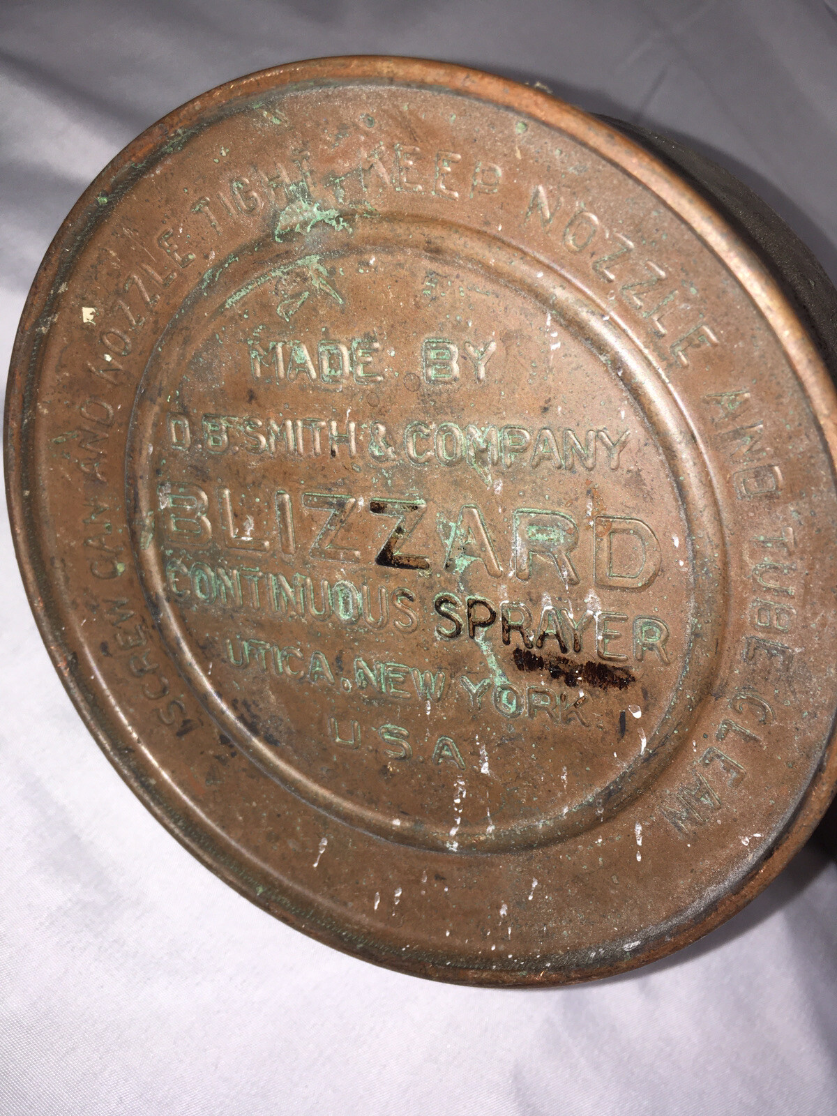 Antique DB Smith Co. BLIZZARD Copper continuous Pump Sprayer. Utica NY, USA.
