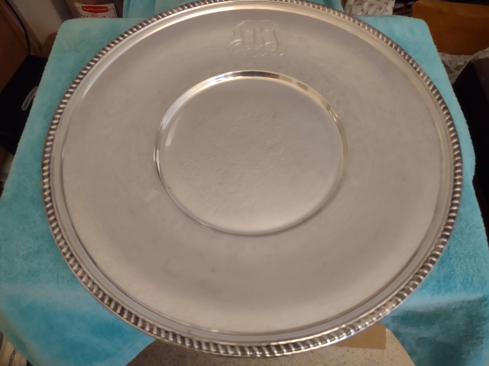 Early Tuttle Sterling Serving Tray. Rope Border 13½” 10% Less than SPOT