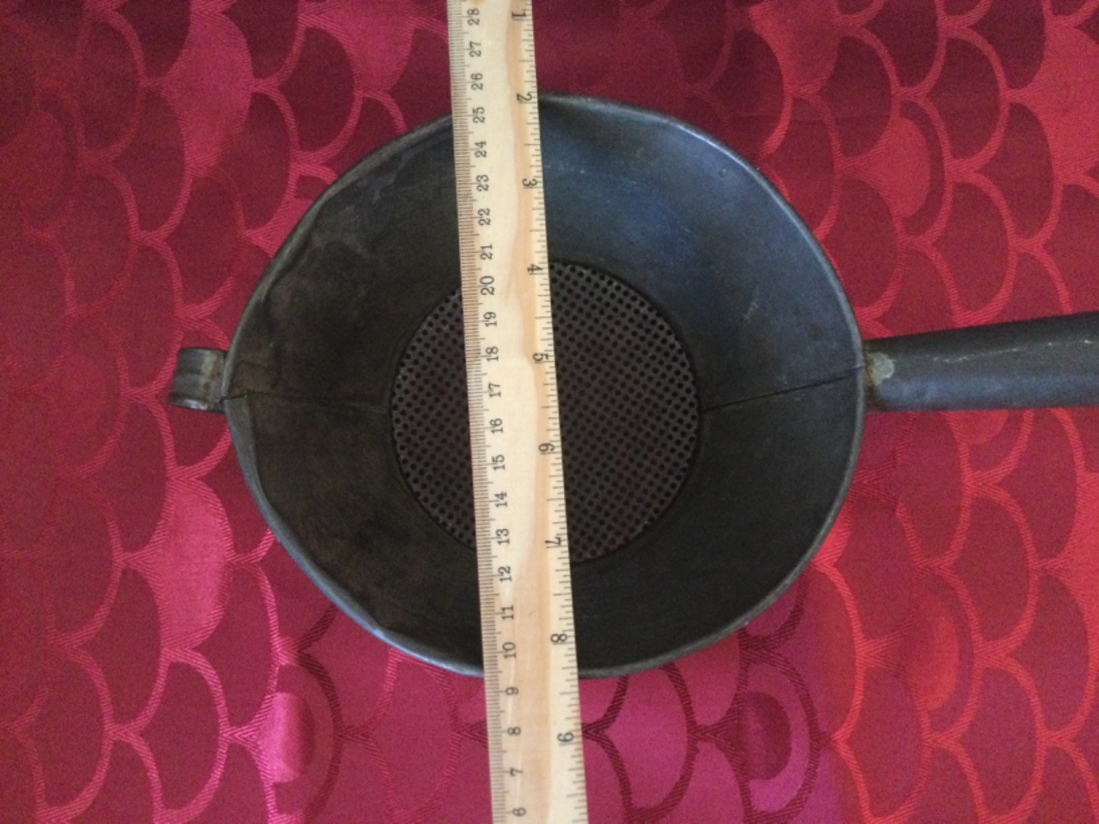 Vintage Tin Dipper Strainer Mesh Bottom Ladle Old Antique Tinware Food Sieve