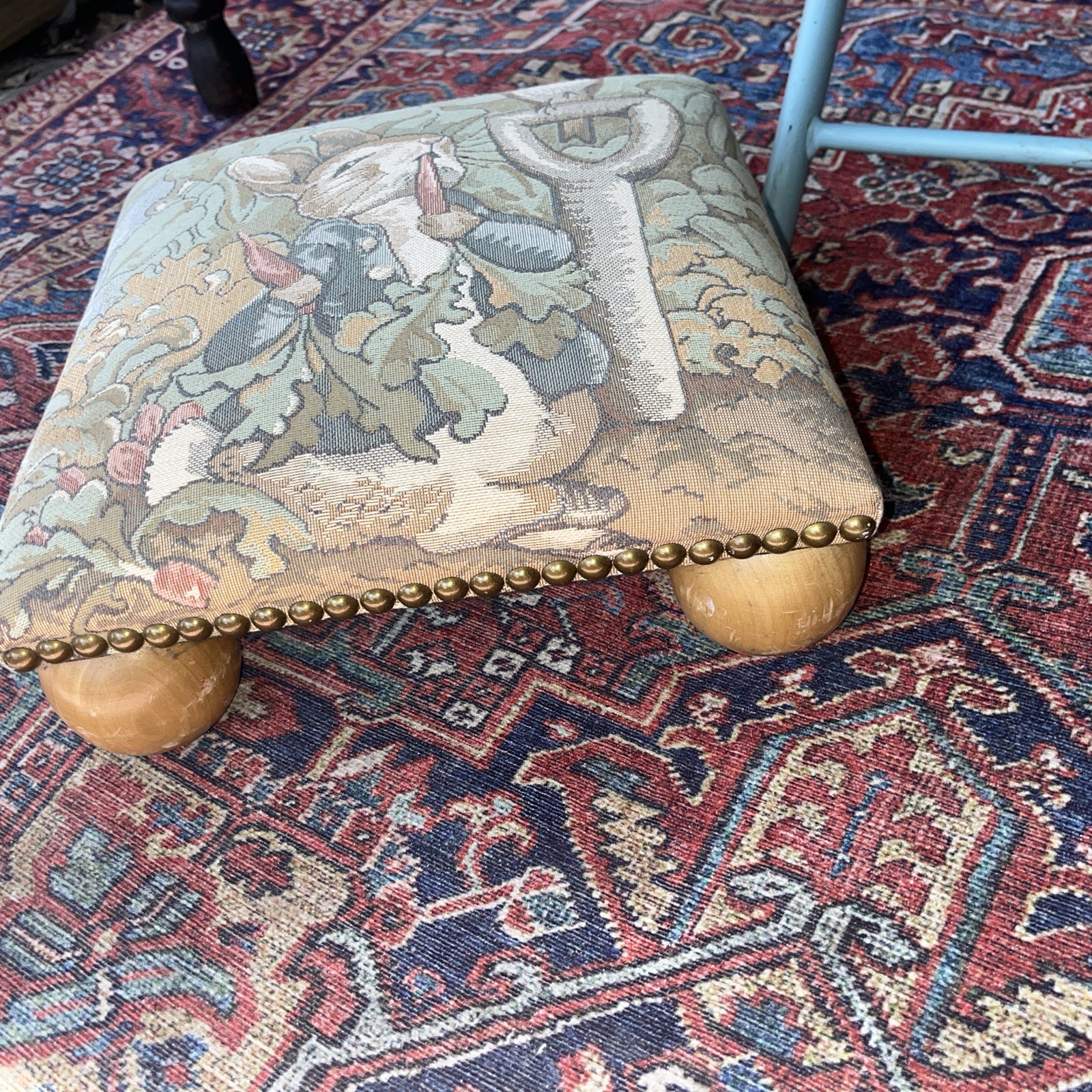 Vintage Peter Rabbit Beatrice Potter Tapestry Footstool