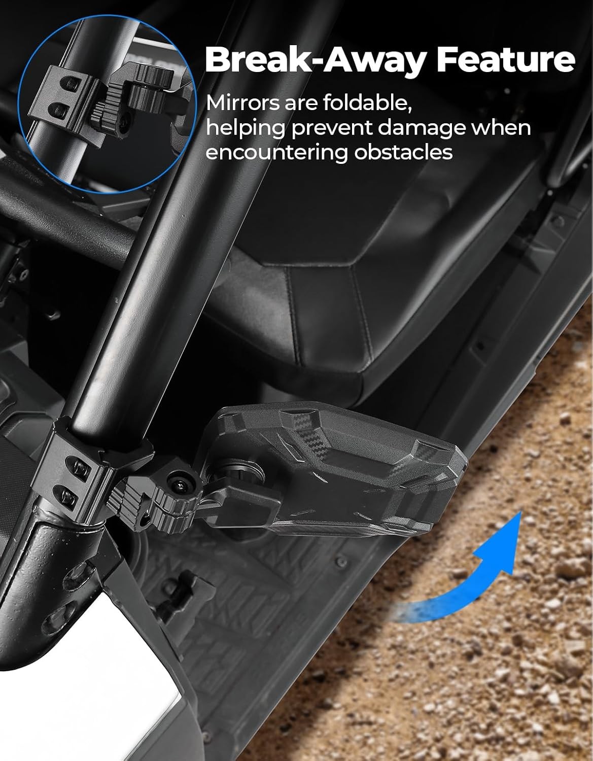 KEMIMOTO UTV Side Mirrors, UTV Rearview Mirrors Compatible with Pro-Fit Polaris