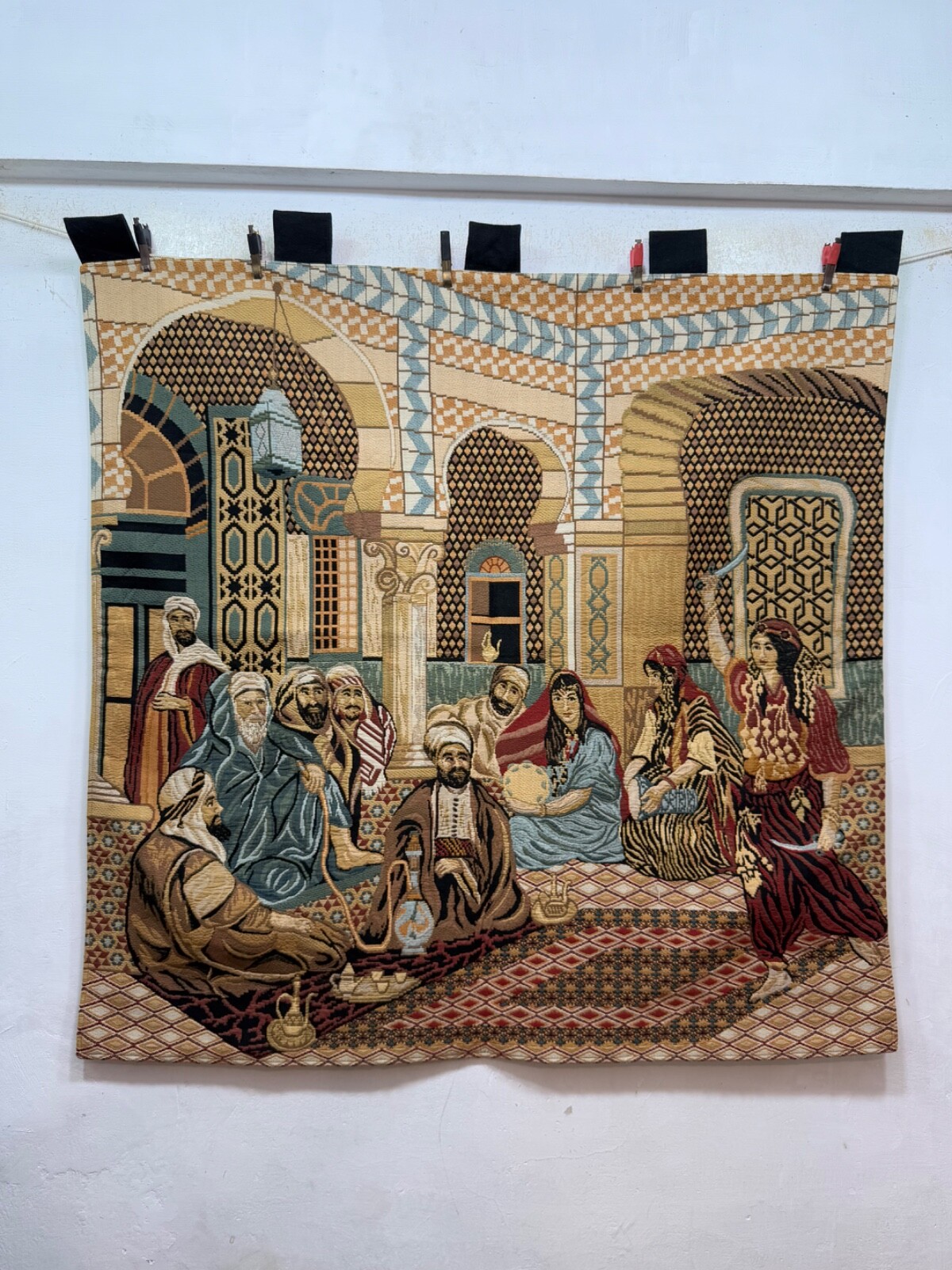 Vintage Fabulous Pictorial Figurative Wall Hanging Tapestry 125×125 Cm