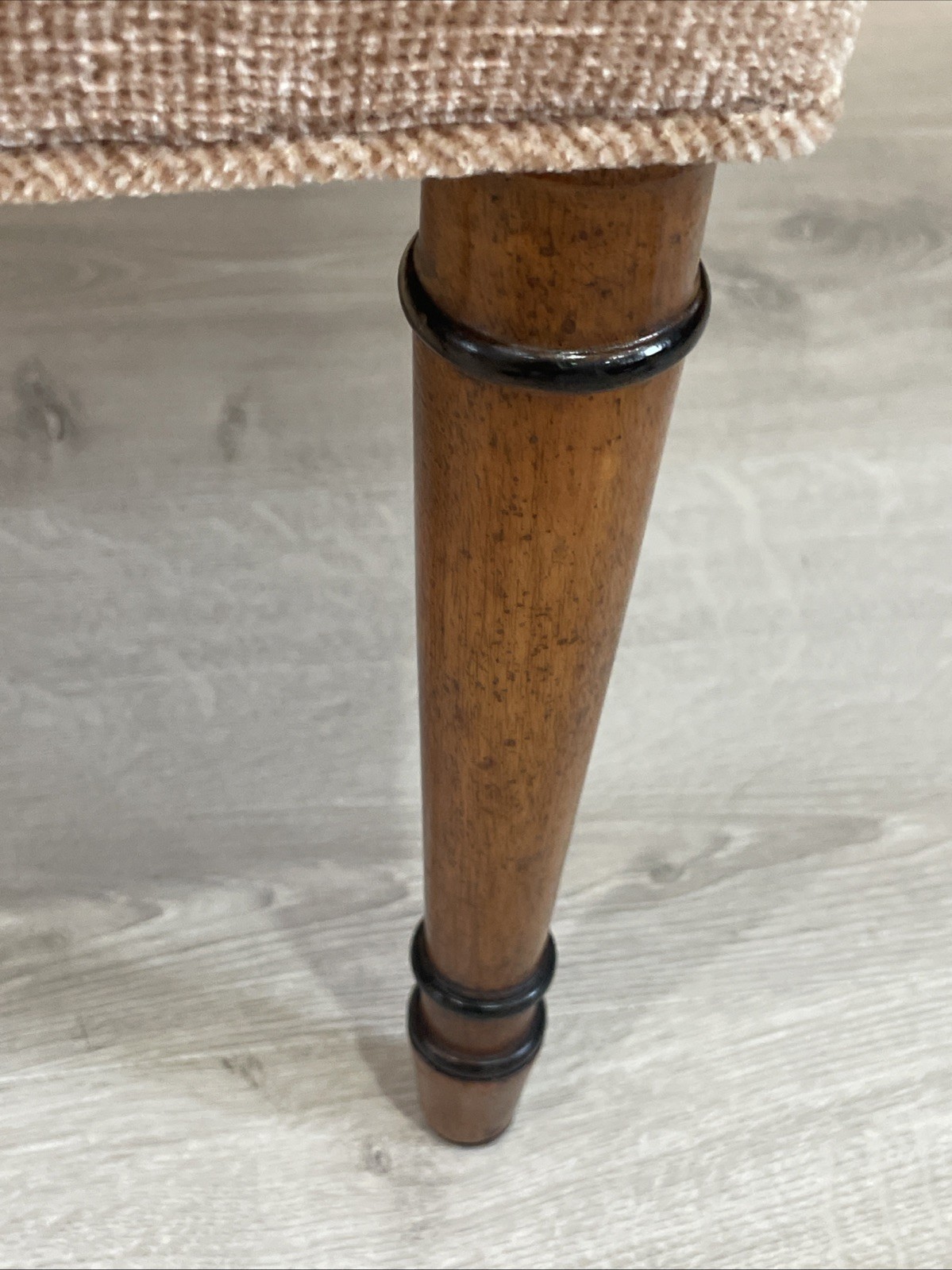VTG Ethan Allen Style Bow Velvet Ottoman Turned Wood Leg Footstool Bench Rare