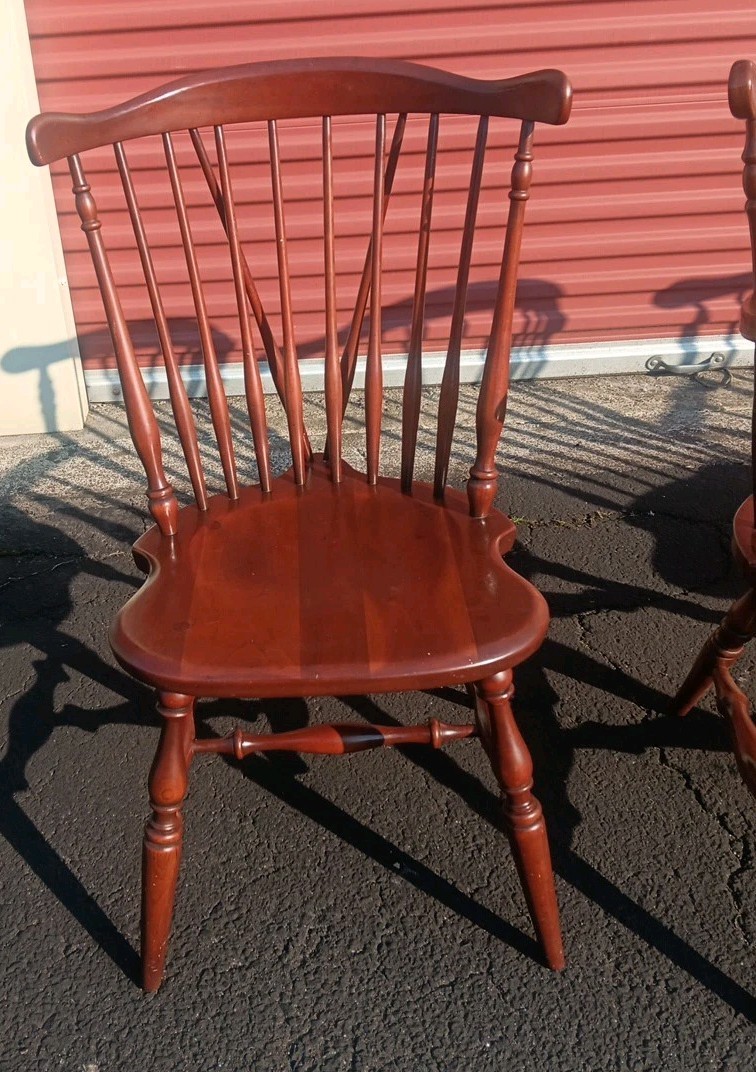 FIDDLE BACK WINDSOR CHAIRS CHERRY WOOD AMERICAN TENDON JOINT LEG CHOICE of FIVE