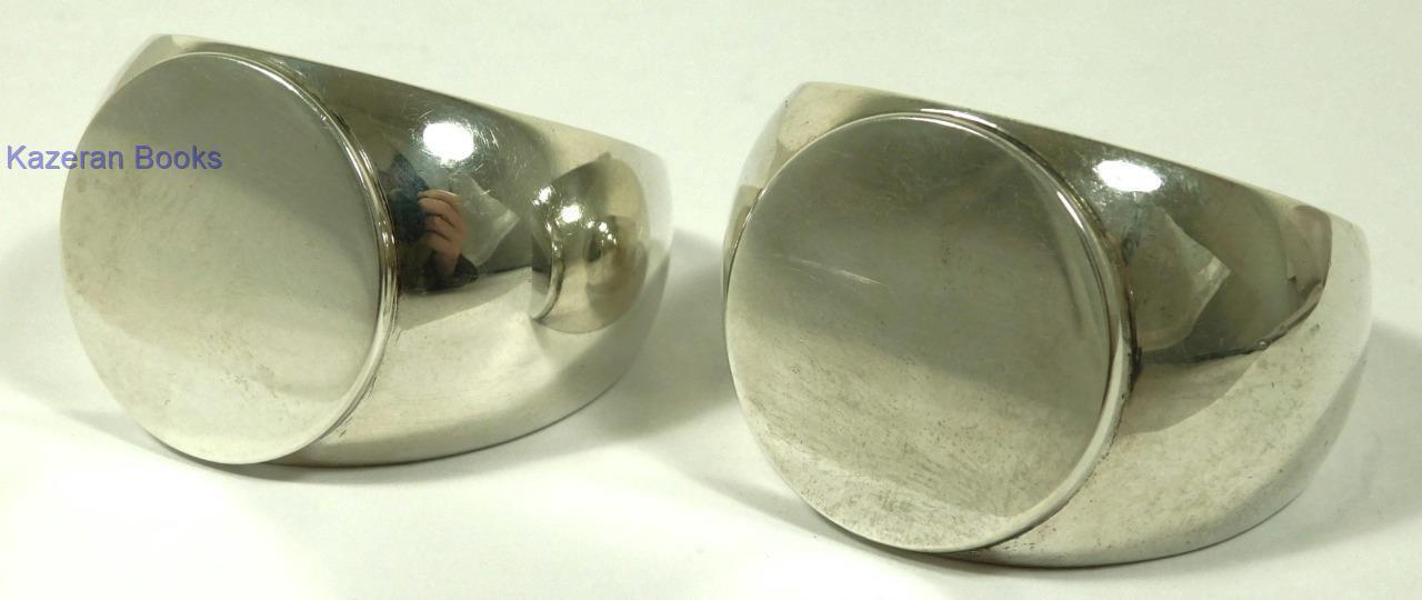 Pair Sampson Mordan & Co Solid Sterling Silver Serviette Napkin Signet Rings