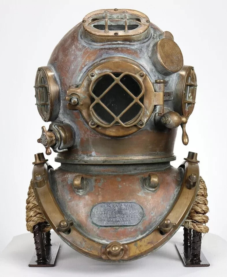 1944 MILLER DUNN US NAVY MARK V DIVING HELMET RARE ANTIQUE HELMET
