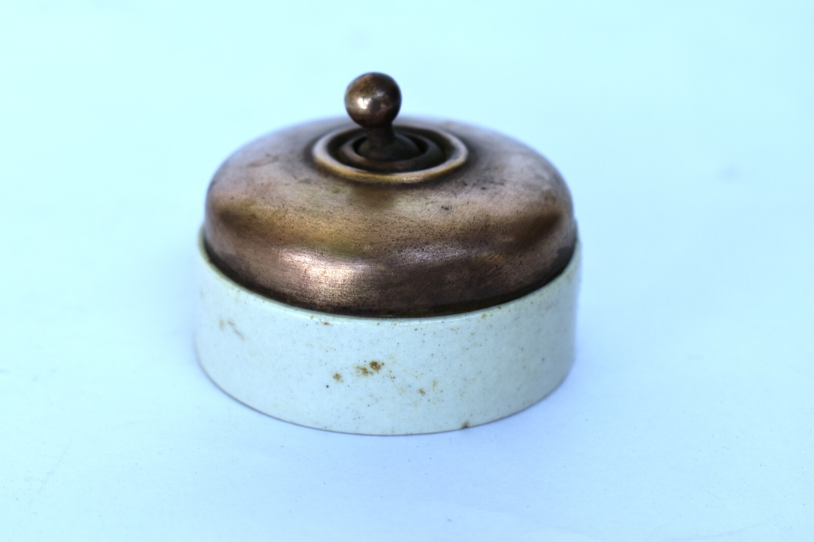 Vintage English Light Switch Electric Brass Ceramic British Made Vitreous Old”13