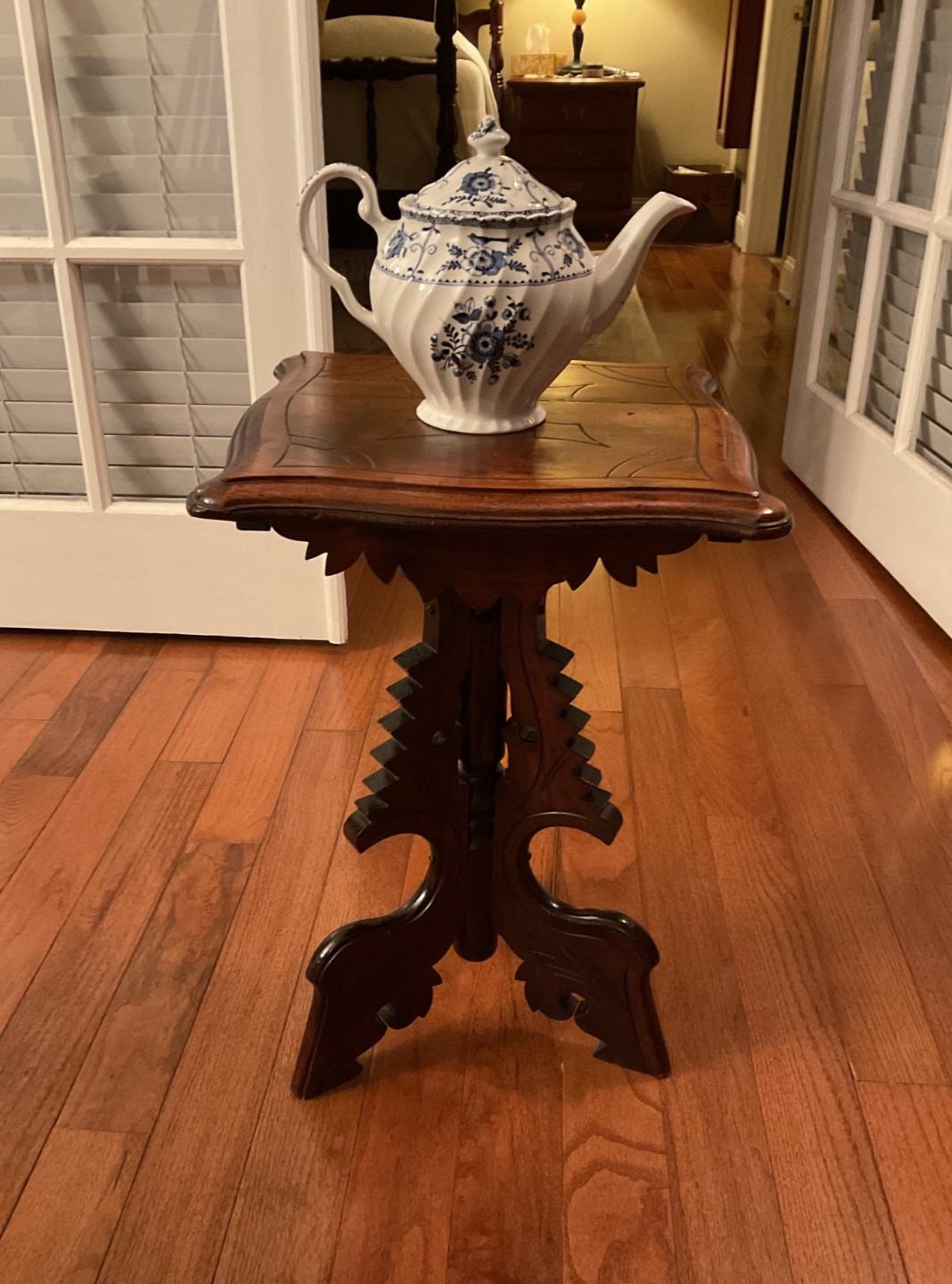 Antique Eastlake Carved Walnut Stand or Occasional Table