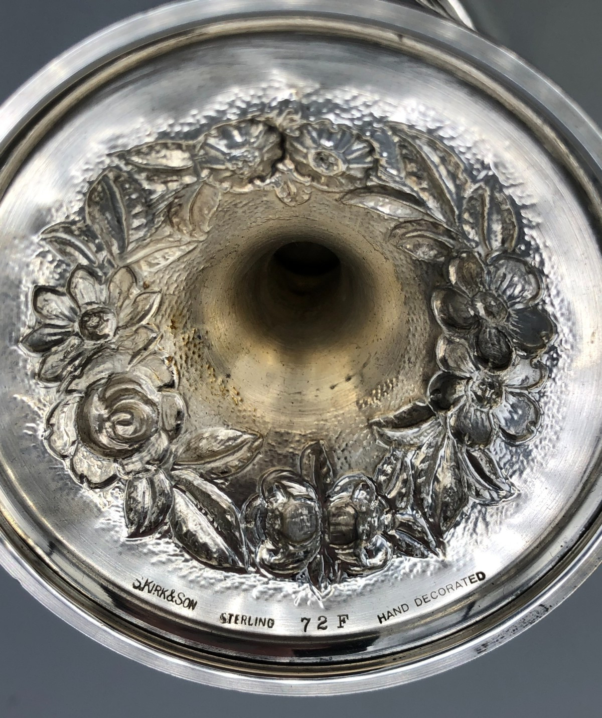 Repousse by S. Kirk & Son individual Sterling Silver Water Goblets #72F