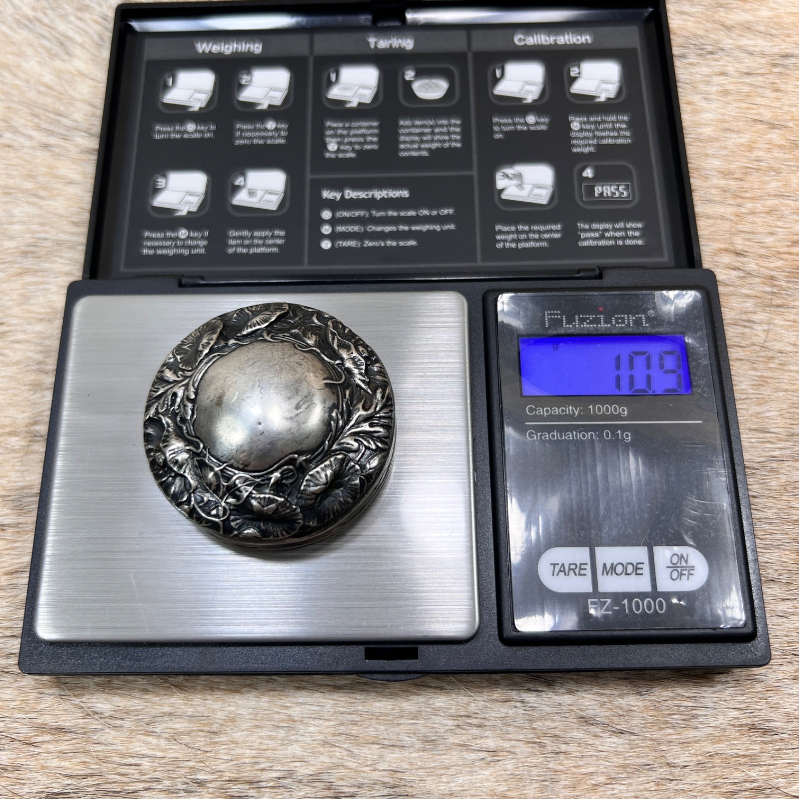 Antique Gorham Sterling Silver Crystal Vanity Jar Floral Repousse