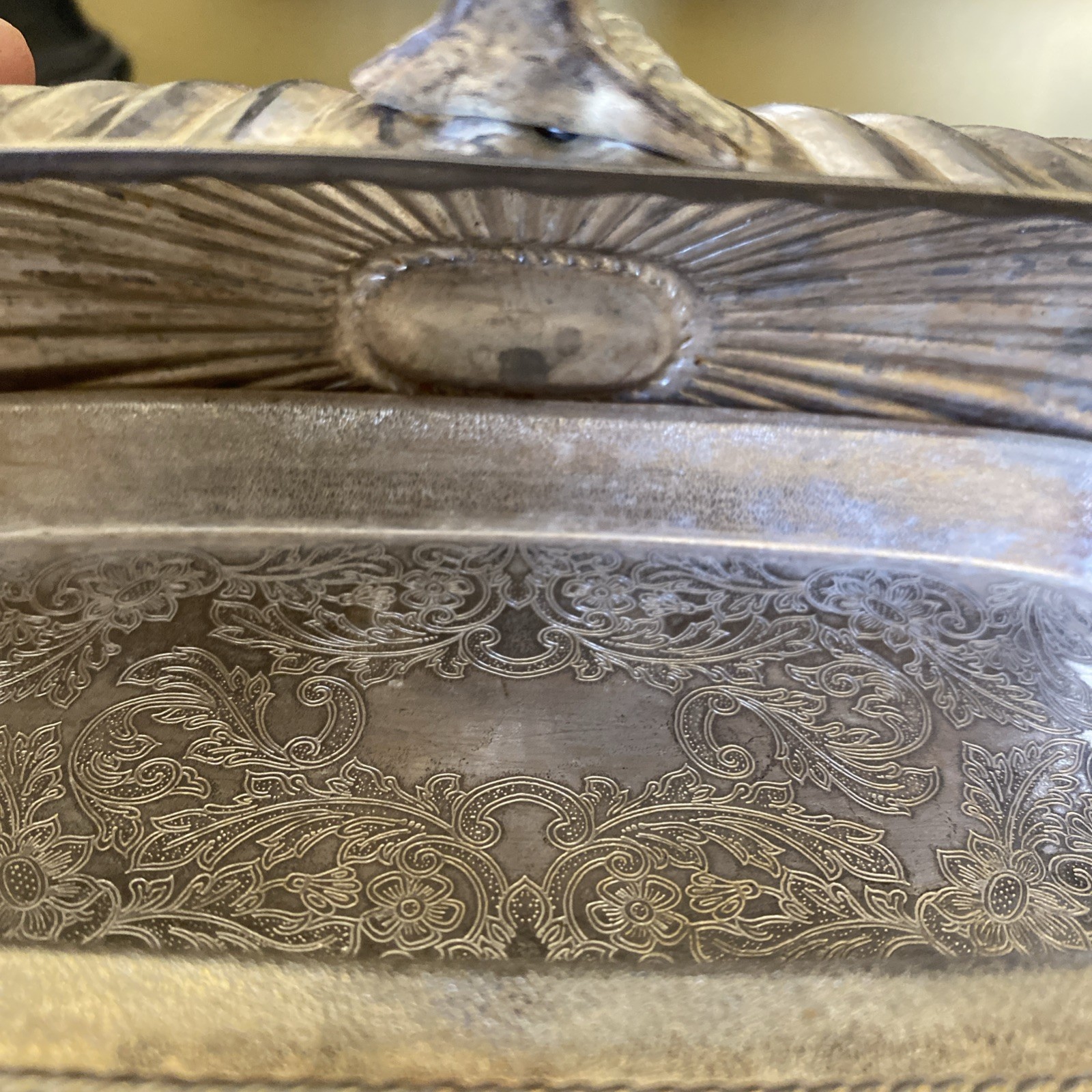 Vintage Silverplate Roll Top Footed Butter Dish Made In Hong Kong